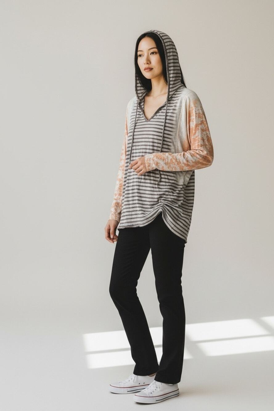 Gypsy Daisy Hooded Top Small Boho Lace Back Striped Festival Hoodie